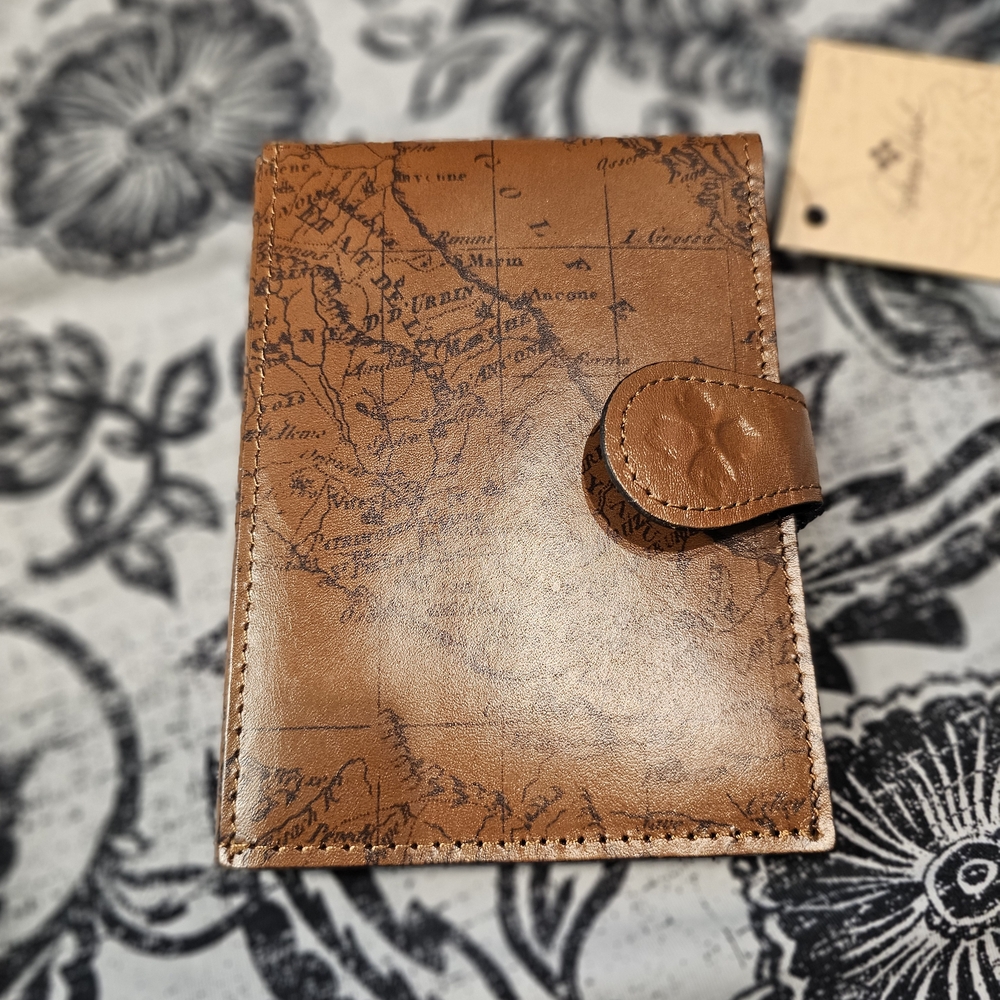 Patricia Nash Tan Leather Map Print Passport Wallet - NWT